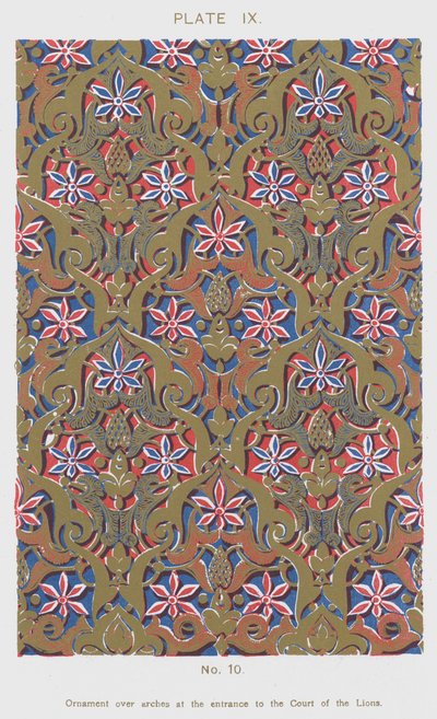 Ornament boven bogen bij de ingang van het Hof van de Leeuwen door Spanish School