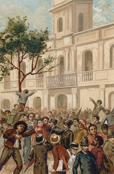 Opstand tegen president Juarez Celman van Argentinië, Buenos Aires, 1890 door Spanish School