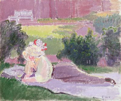 De vrouw van de kunstenaar in de tuin van Rowlandson House door Spencer Frederick Gore