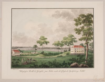 Uitzicht op een Percel bij Grønsund op Falster onder het Classenske Landbouwinstituut door Søren L. Lange