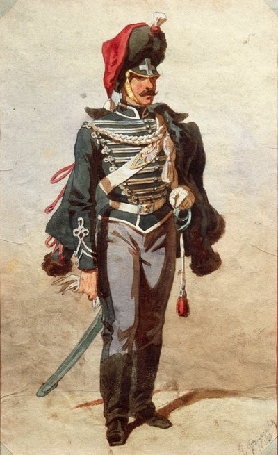 Studie van uniformen, Tekening door Stanislao Grimaldi del Poggetto door Stanislas Grimaldi del Poggetto
