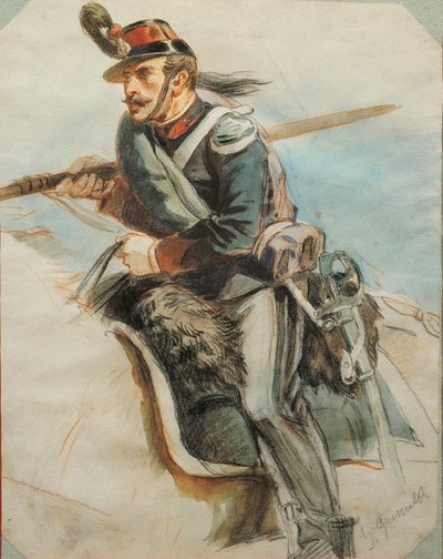 Studie van uniformen, Tekening door Stanislao Grimaldi del Poggetto door Stanislas Grimaldi del Poggetto