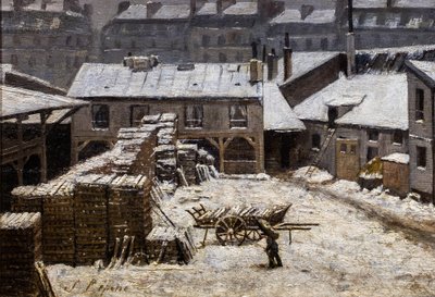 Sneeuw in Parijs door Stanislas Victor Edouard Lepine