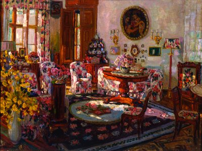 Interieur in het Landhuis Brasovo, 1912 door Stanislav Julianovic Zukovskij