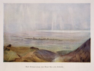 Regen valt over Jericho en de Dode Zee, in Palestina 1906 door Stanley Inchbold