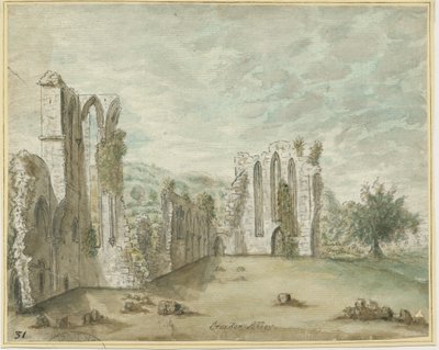 Croxden Abbey: aquarel, nd [1762-1802] door Stebbing Shaw