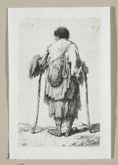 Bedelaar van achteren gezien door Stefan Juliusz Norblin de la Gourdaine
