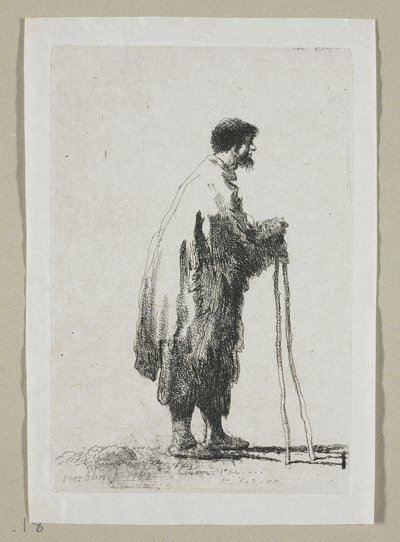 Bedelaar in profiel naar rechts door Stefan Juliusz Norblin de la Gourdaine