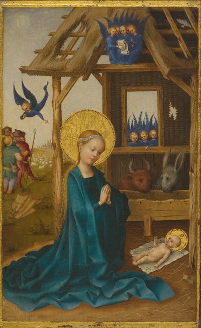 Geburt Christi (Rückseite: Kreuzigung Christi) door Stefan Lochner