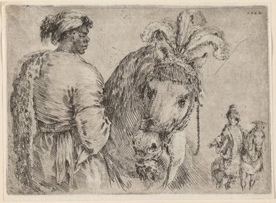 Een Zwarte Man die een Paard Voert door Stefano della Bella