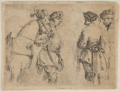 Een Pool die een paard bij het hoofdstel houdt, ca. 1662 door Stefano della Bella