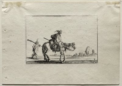 Caprices:  Soldaat te paard en voetsoldaat door Stefano della Bella