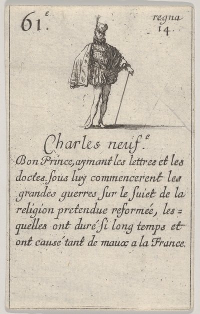 Charles neuf.-e Bon Prince, uit Game of the Kings of France Jeu des Rois de France door Stefano della Bella