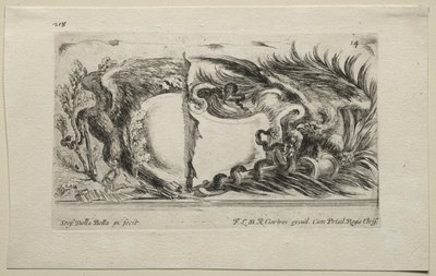 Collectie van Verschillende Caprices en Nieuwe Ontwerpen van Cartouches en Ornamenten: Nr. 14 door Stefano della Bella