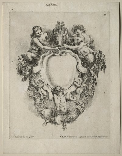 Collectie van Diverse Caprices en Nieuwe Ontwerpen van Cartouches en Ornamenten: Nr. 11 door Stefano della Bella
