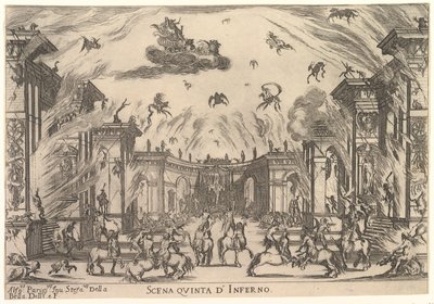 Vijfde scène, de Inferno, uit Het huwelijk van de goden Le nozze degli Dei door Stefano della Bella