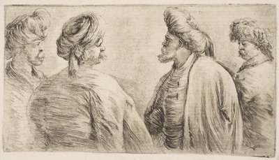 Vier Turken, halffiguren door Stefano della Bella