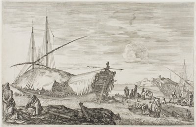 De Galei waarvan het Dek Bedekt is met Zeilen door Stefano della Bella