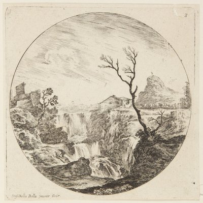 Landschap (Landschappen en ruïnes van Rome, 7) door Stefano della Bella