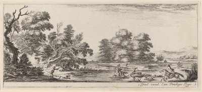 Landschap met Hertenjacht, in of voor 1647 door Stefano della Bella