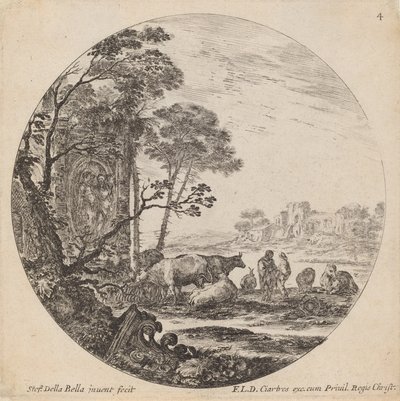 Landschap met Romeinse ruïnes, 1646 door Stefano della Bella