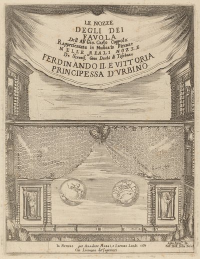Le Nozze degli Dei: Frontispice, 1637 door Stefano della Bella