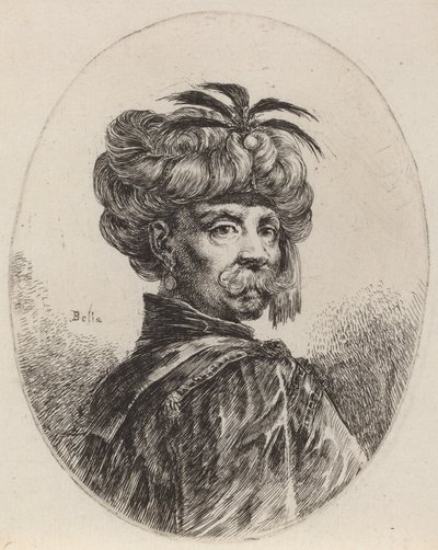 Moor in een tulband versierd met vijf veren, 1649-1650 door Stefano della Bella