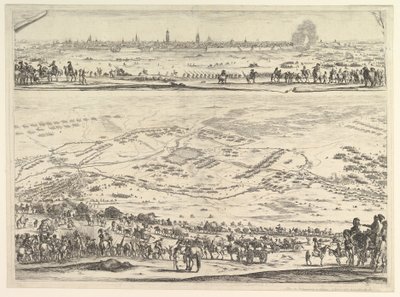 Plan en uitzicht van het beleg van Arras: onderste deel van de plaat met een topografisch uitzicht door Stefano della Bella