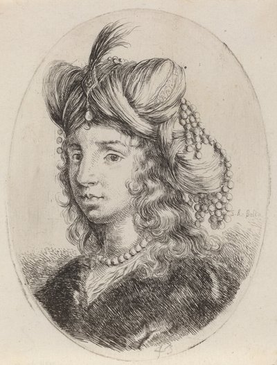 Sultane Versierd met Parels, Naar Links Gekeerd, 1649-1650 door Stefano della Bella