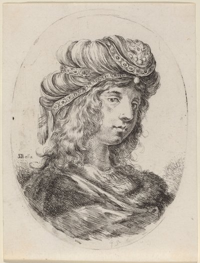Sultane in een Gestreepte Tulband, naar Rechts Gekeerd door Stefano della Bella