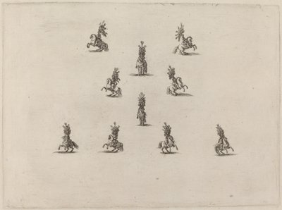 Tien Ruiters met Grote Gevederde Helmen door Stefano della Bella