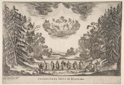 Het huwelijk van de goden: Tweede scène, Diana door Stefano della Bella