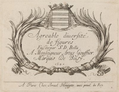 Titelpagina voor Agreable diversite de figures, 1642 door Stefano della Bella