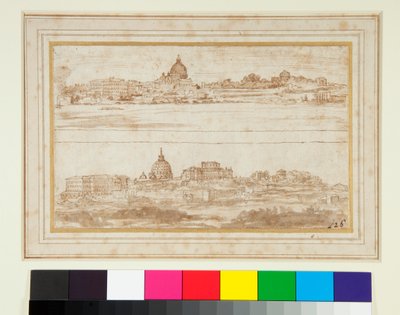 Twee uitzichten op Rome met het Vaticaan door Stefano della Bella