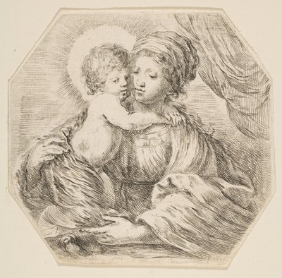 Maagd en Christus Kind, een achthoekige compositie, ca. 1649 door Stefano della Bella