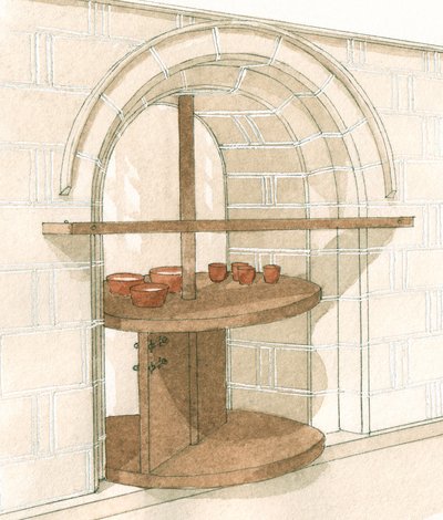 Middeleeuwse bediening, Fountains Abbey, Yorkshire, c.1200-1520 (getekend 2001) door Stephen Conlin