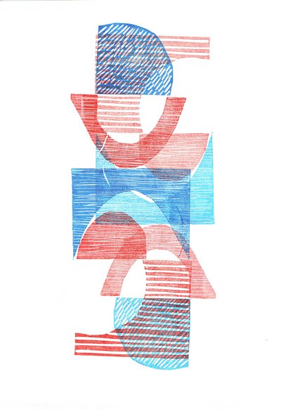 1961 VI, 2016 (linoleumsnede op papier) door Stephen Dow