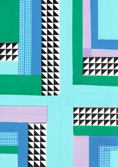 Criss cross I, 2017 (tape op papier) door Stephen Dow