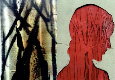 La Foret VIII, 2017 (monoprint  fotocollage) door Stephen Dow