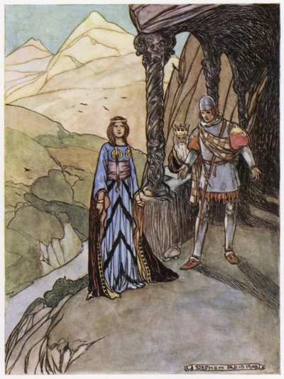 Illustratie voor Siegfried de Drakendoder (kleur litho) door Stephen Reid