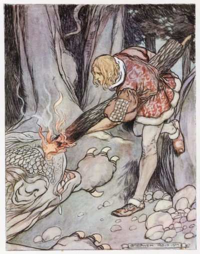 Illustratie voor Siegfried de Drakendoder door Stephen Reid
