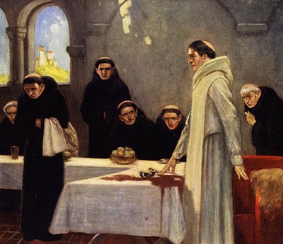 Sint-Benedictus en de monniken door Stephen Reid