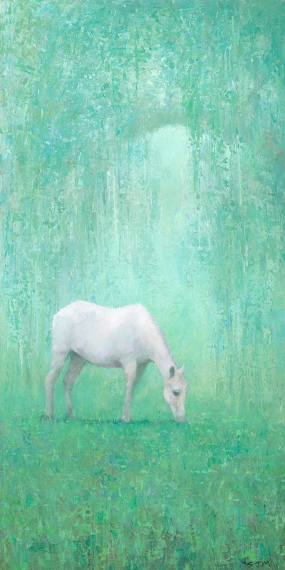 Etherisch wit paard door Steve Mitchell