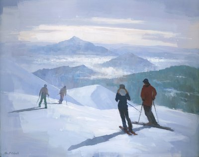 Skiërs op besneeuwde bergtoppen door Steve Mitchell