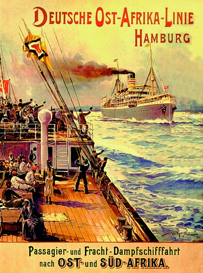 Poster die de Duitse Oost-Afrika Lijn, Hamburg, 1904 adverteert door Stoewer Willy