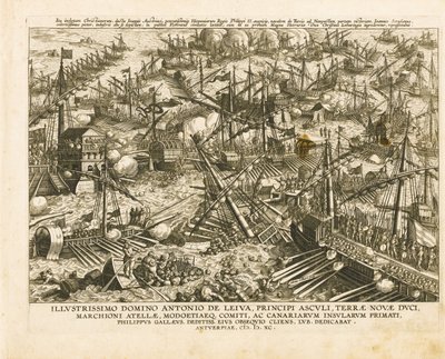De slag bij Lepanto op 7 oktober 1571, ca. 1578 door Stradanus