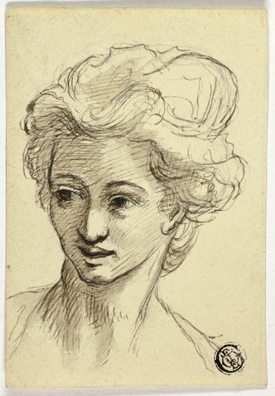 Hoofd van vrouw, naar links draaiend door Style of Angelica Kauffmann