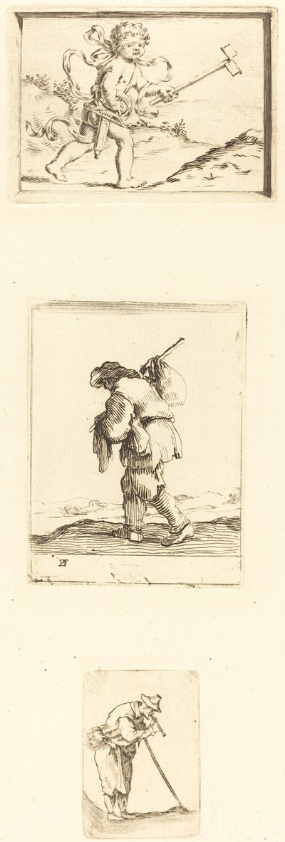 Blad met etsen door Style of Jacques Callot