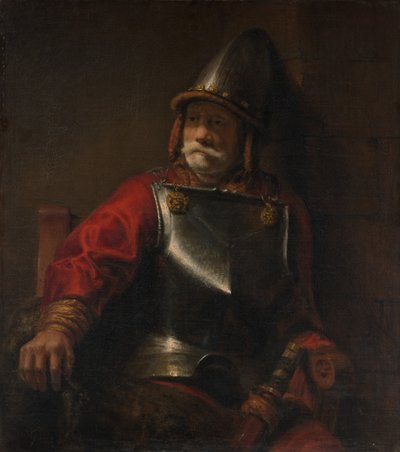 Man in harnas Mars door Style of Rembrandt