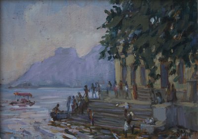 Wassen op de trappen in Udaipur door Sue Wales